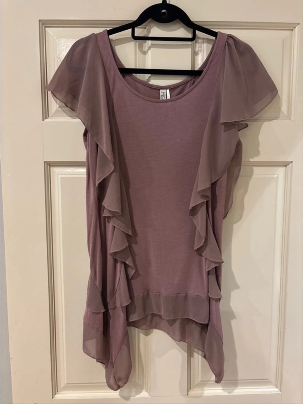 Kische Mauve Layered Ruffle Sleeve Blouse